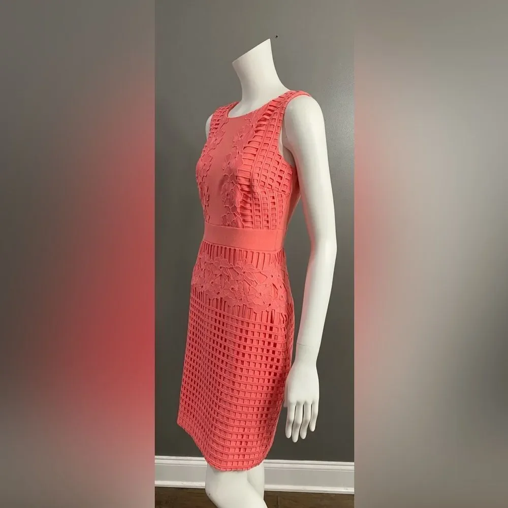 NWT ANTONIO MELANI Coral Textured Midi Sheath Dress Size 2 - Picture 5 of 12